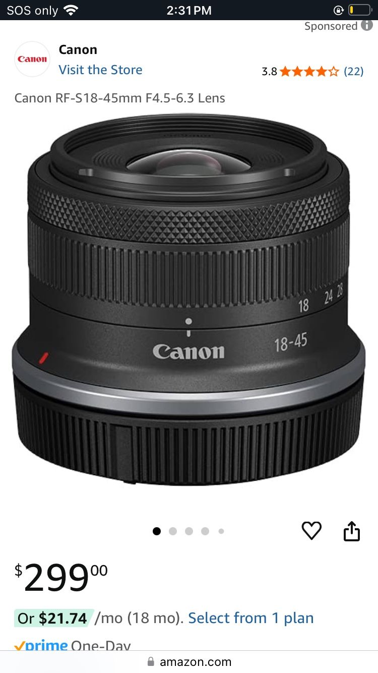 Canon RF-S18-45mm F4.5-6.3 IS STM Lens