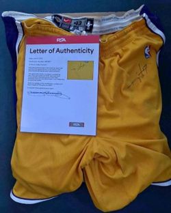 Rick Fox Game Used Worn Signed Nike Basketball Shorts Gold Lakers PSA DNA LOA
