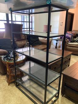 GLASS & METAL SHELF APPROXIMATELY 5’-