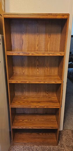 Tall 5-Shelf Wood Bookcase Bookshelf Display Organizer