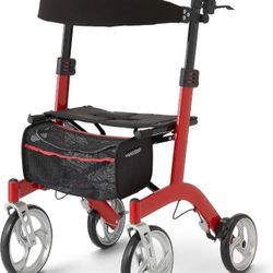 Medline European Style Lightweight Rollator with Backrest – Strong, Comfortable, Maneuverable Support & 300 lbs. Weight Capacity for Greater Freedom 