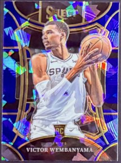 VICTOR WEMBANYAMA WEMBY RC Blue Cracked Ice Prizm Select MEZZANINE LEVEL Rookie Card SPURS