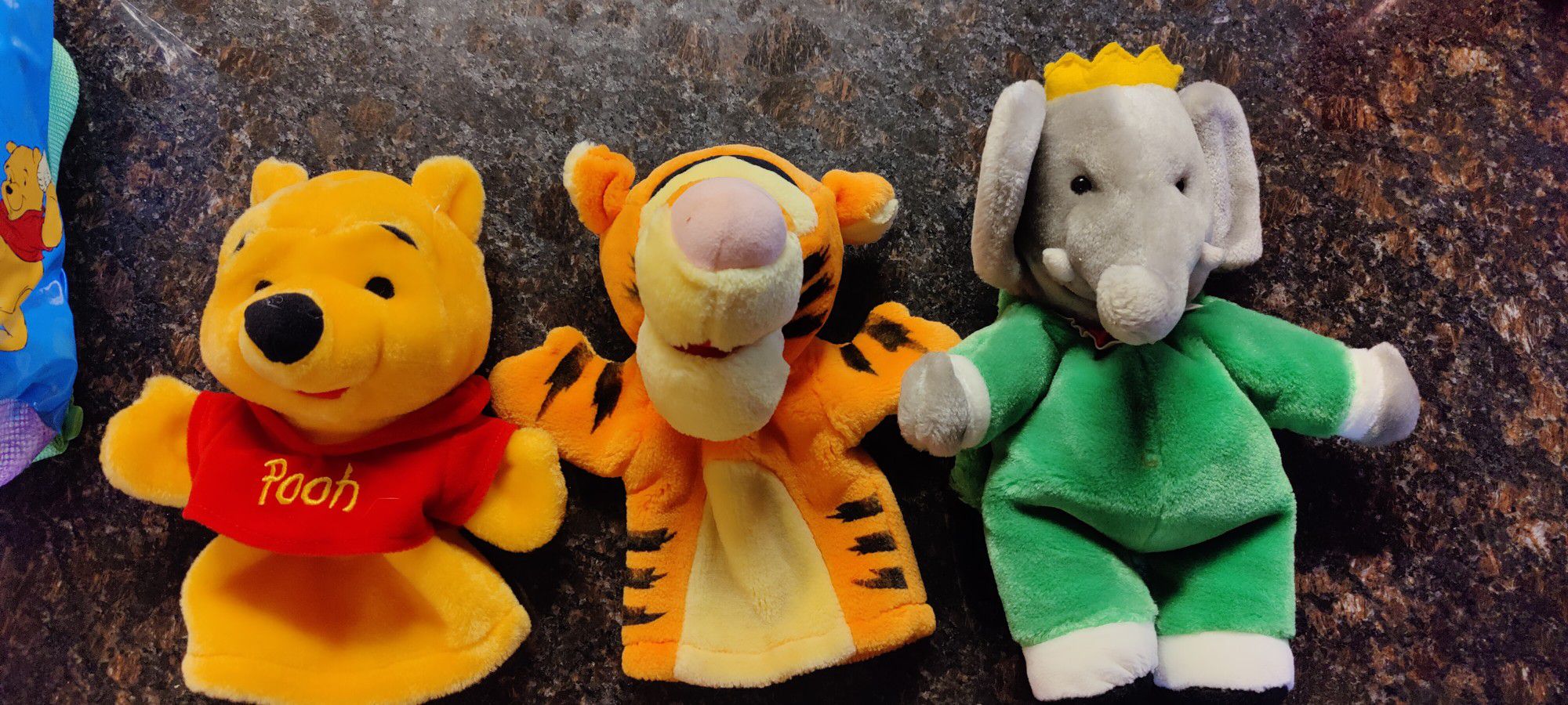 Vintage Winnie the Pooh Hand Puppets and Backpack