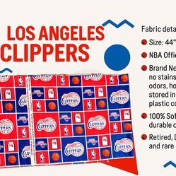L.A. Clippers Basketball Team Fabric - Official License Retired Rare Print