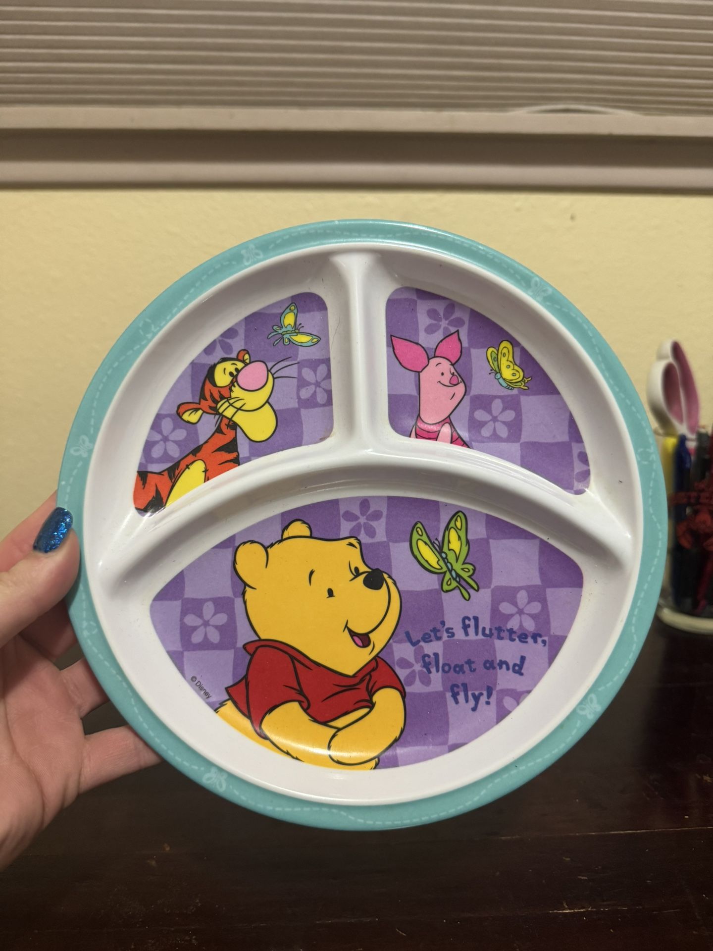 Zak Designs Winnie The Pooh Melamine Plate Let’s Flutter Float And Fly