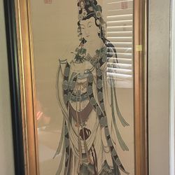 Very Large Piece Of Framed Japanese Art Work