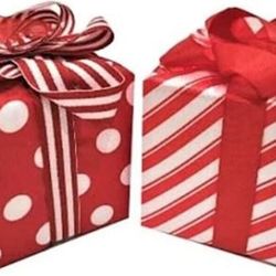 Christmas Holiday Red White Candy Cane Peppermint Present Tree Ornaments 2 Count