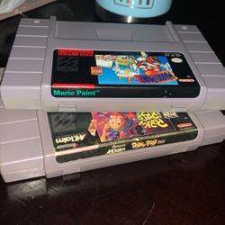 2 SNES Games Mario Paint and Porky’s Haunted Holiday 