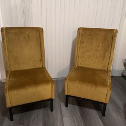 Set of 2 Mustard Yellow Velvet Accent Chairs