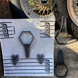 BBS rims and tires with complete set knock out handle and lug nuts with two extra handles.