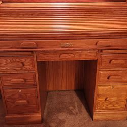 Vintage Winners only roll top desk and chair. Solid Oak Furniture.