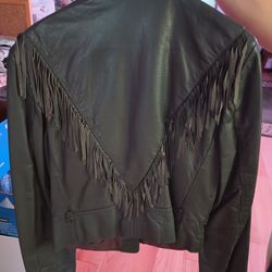 Leather Jacket - Men's- Gray with Fringes
