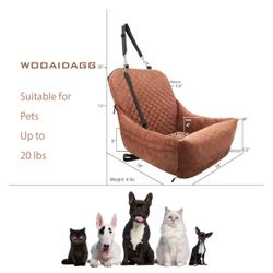 Lealchum Dog Car Seat,Car Dog Seat for Small Dogs,Dog Booster Car Seat,Pet Car Seat (Brown)