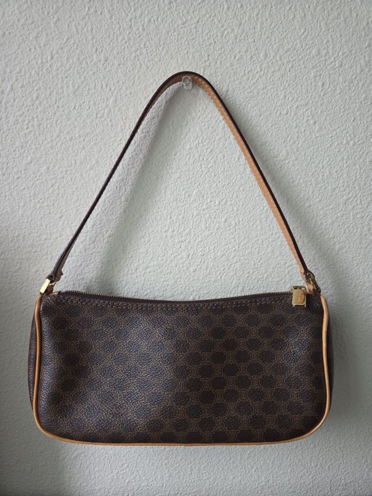 AUTHENTIC CELINE Vintage Macadam Logo Monogram Pochette Shoulder Bag