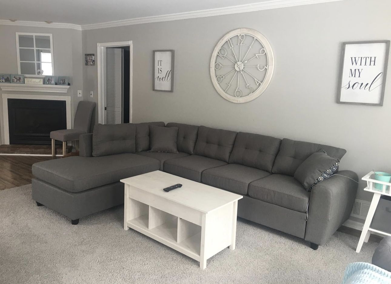 Reversible Sectional Sofa with Storage Ottoman