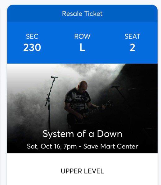 2 Tickets  For System Of Down  & KORN Concert 