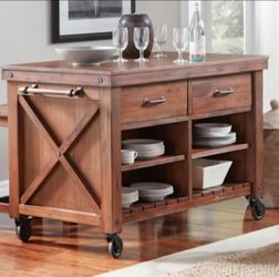 Modern Rustic Mahogany Island Table- Solid Wood