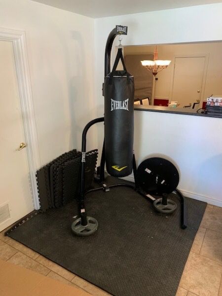 Everlast heavy bag and speed bag stand with heavy bag