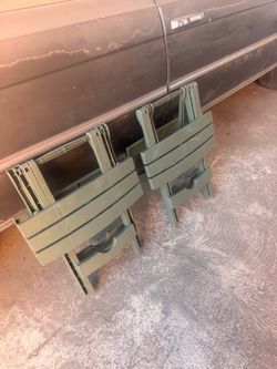 Green Plastic Folding Chairs Set