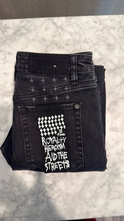 KSUBI Black Denim Jeans with Cross Print Women’s Size 25