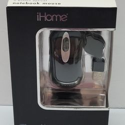 iHome 5 Button Optical Notebook Mouse Retractable USB Cable Model # 1H-M1510B. Elevate your computer experience with the iHome 5 Button Optical Notebo