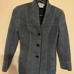 Vintage Carlisle Wool Jacket Coat Womens Size 2 Felt Dark Blue Thick Button Up