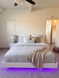 King modern white bed frame