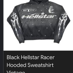 Black hellstar  Racer Hooded Sweatshirt Vintage 