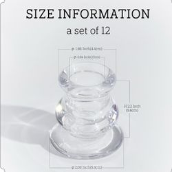 Clear Glass Taper Candle Holders Set of 12