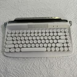 Wireless Keyboard, Typewriter Style, Aesthetic, White, Bluetooth