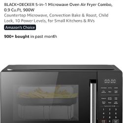 BLACK+DECKER 5-in-1 Microwave Oven Air Fryer Combo, 0.9 Cu.Ft, 900W