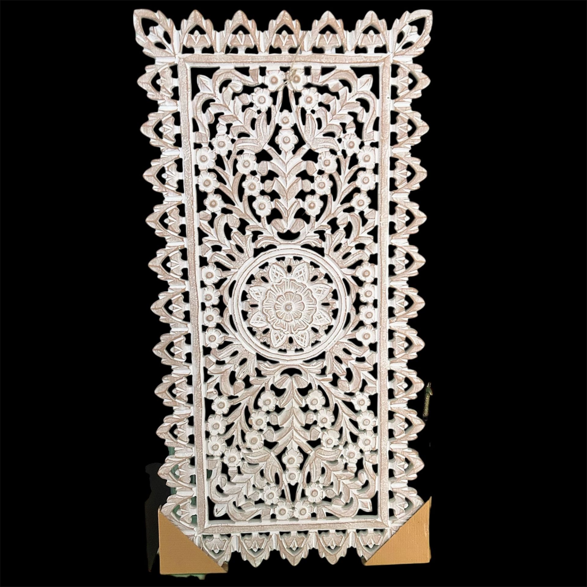 Wood Wooden Floral Hand Carved Panel Wall Hanging Indian Art Craft Home Decor