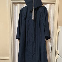 Graduation Cap and Gown Set Herff Jones Indigo Dark Blue 5'3" 5'4" Zippered