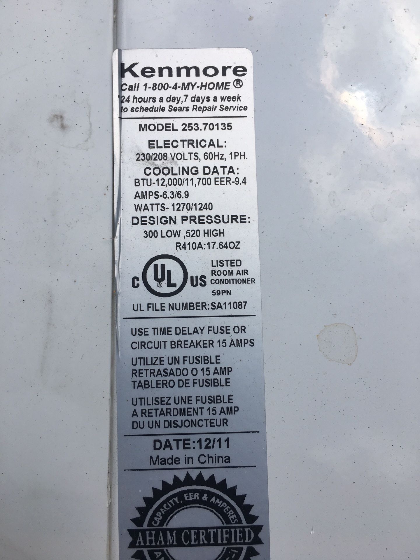 Air Conditioner Kenmore 12,000 BTU 240v for Sale in Burien, WA OfferUp