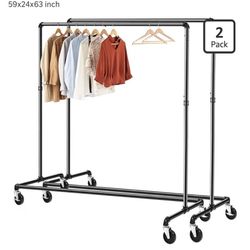 Rolling Clothes Rack with Wheels (Heavy Duty)