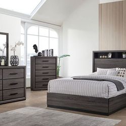 Brand New Grey 4pc Queen Bedroom Set (Available In California & Eastern King)
