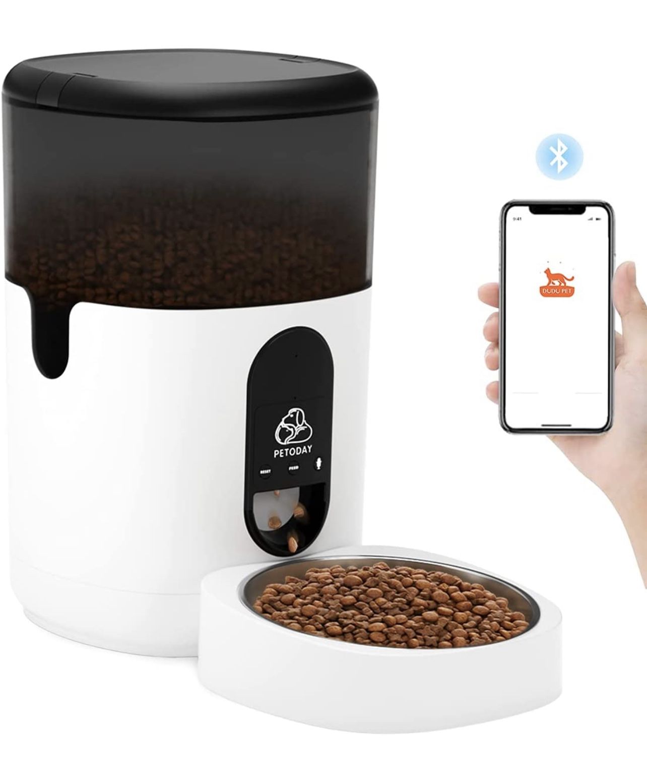 Brand New Automatic Cat Feeder,Bluetooth Enabled Timed Dog Feeder, Dog Food Dispenser with Programmable Timer,