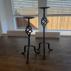 2 Cast Iron Candle Holder Pillars