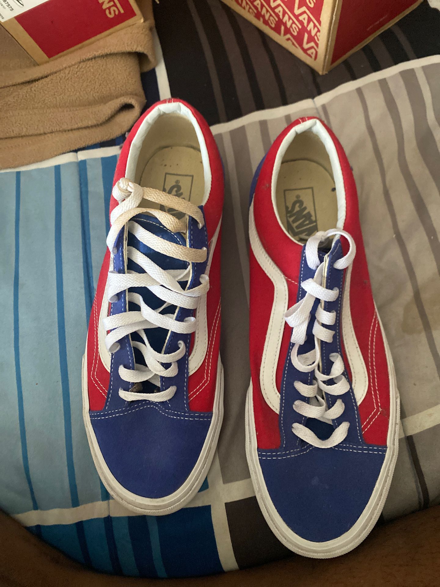 Red blue and white checkerboard Vans size 11.5