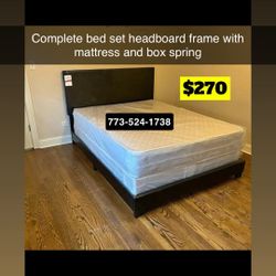 Complete Bed Set Headboard Frame With Mattress And Box Spring Everything $270 Only 