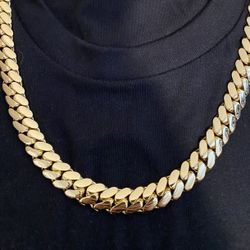 Solid 14k Gold Plated Miami Cuban Link Chain