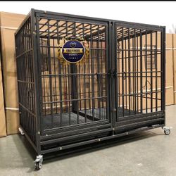 Dog Cage Kennel Size 43 Tube Bar With Divider Trays And Wheels New In Box 📦 