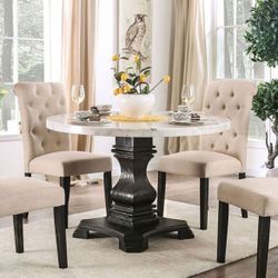5 Pc Genuine Marble Dining Table Set Brand New In Box 