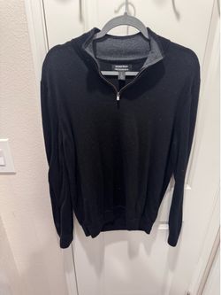 Nordstrom 100% Merino Wool Quarter Zip Sweater Men’s L Black Washable