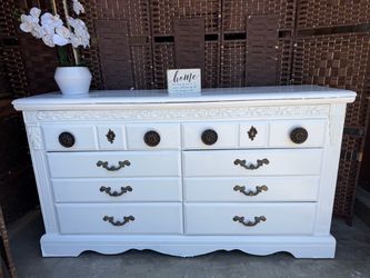 White Painted  Dresser with Brass Hardware