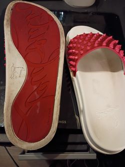 CHRISTIAN    LOUBOUTIN.  " DONNA SPIKED RUBBER SLIDES". EUROPEAN SIZE 39