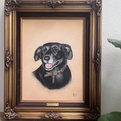 Vintage Oil Painting / Dog “Tipsy” / Canvas 