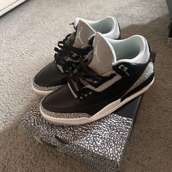 Jordan 3 black/green glow wolf grey