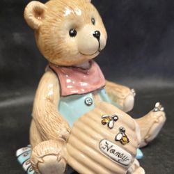 Hand-painted Ceramic Bear With Honey Pot