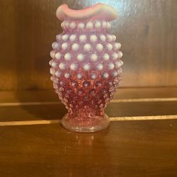 Fenton Hobnail Cranberry Opalescent 4" Ruffled-Edge Vase 